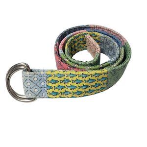 Vineyard Vines Patchwork D Ring Belt Nautical Whales Lacrosse Preppy Medium